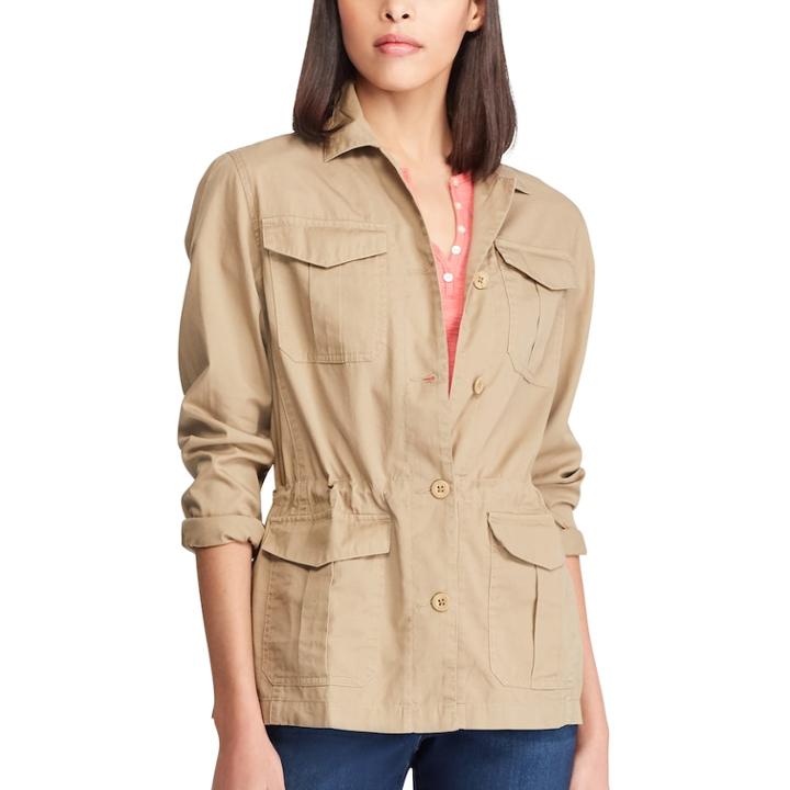 Women's Chaps Utility Jacket, Size: Xl, Beig/green (beig/khaki)