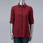 Women's Simply Vera Vera Wang High-low Hem Chiffon Blouse, Size: Xs, Dark Red