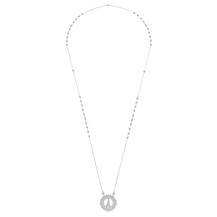 Sterling Silver Cubic Zirconia Virgin Mary Necklace, Women's, White