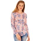 Juniors' Wallflower Print Burnout Tee, Teens, Size: Xl, Mauve Pink Floral