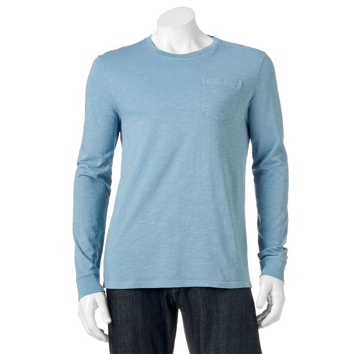 Men's Sonoma Goods For Life&trade; Garment-dyed Pocket Tee, Size: Large, Blue (navy)