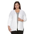 Plus Size Croft & Barrow&reg; Ribbed Drop-shoulder Cardigan, Women's, Size: 0x/1x, White