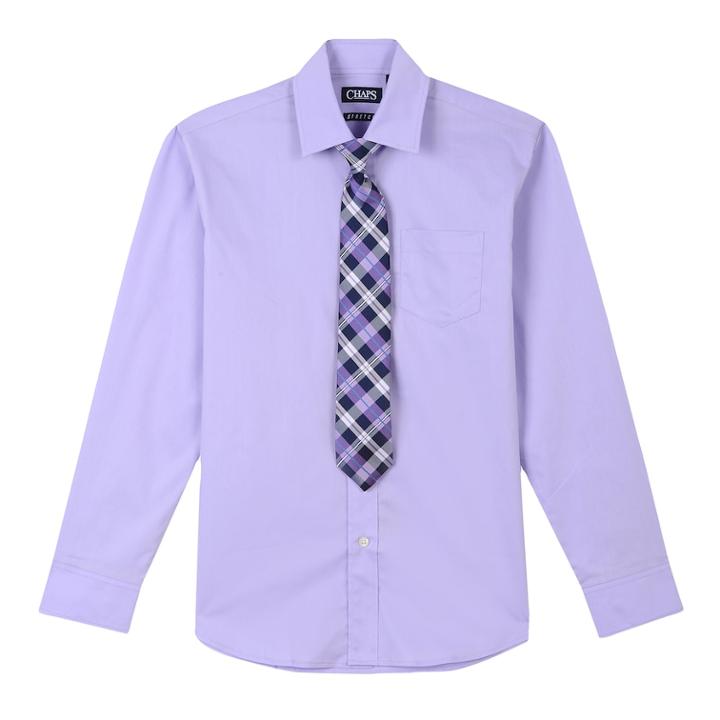 Boys 4-20 Chaps Stretch Shirt & Tie Set, Size: 18, Med Purple