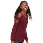Juniors' Pink Republic Ladder Sleeve Cold-shoulder Top, Teens, Size: Medium, Med Purple