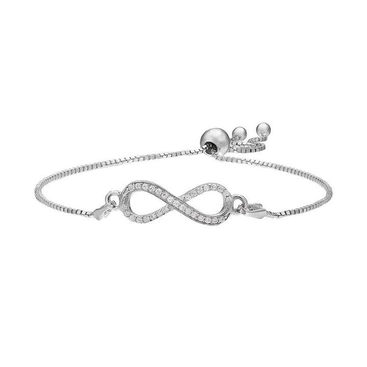 Cubic Zirconia Infinity Link Lariat Bracelet, Women's, White