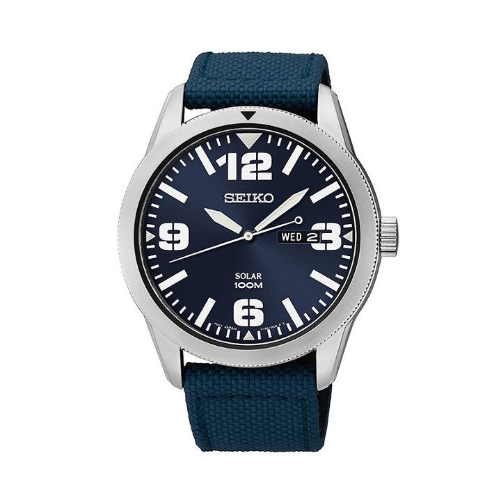 Seiko Men's Solar Watch - Sne329, Blue
