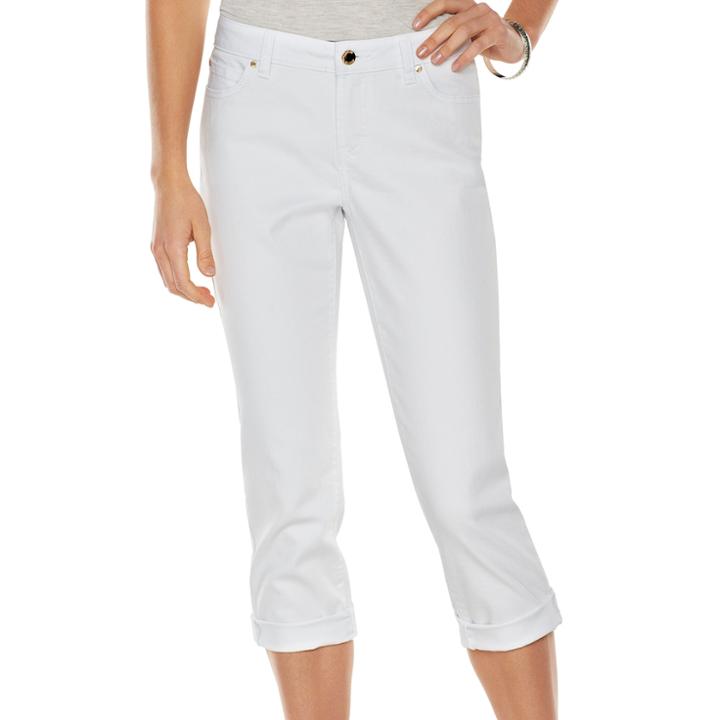 Petite Jennifer Lopez Cuffed Jean Capris, Women's, Size: 16 Petite, White