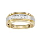 Men's Two Tone 14k Gold 1/4 Carat T.w. Diamond Wedding Band, Size: 9, White