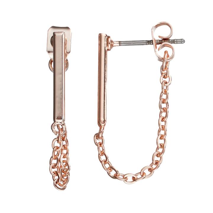 Lc Lauren Conrad Bar Chain Front Back Earrings, Women's, Med Pink