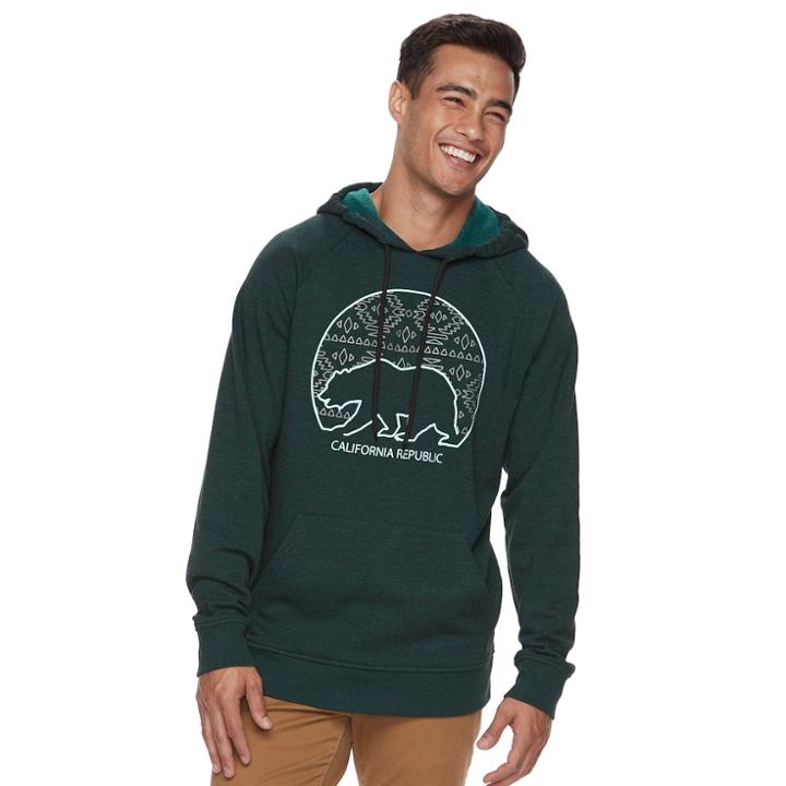 Men's California Republic Hoodie Pull-over Hoodie, Size: Xxl, Dark Grey