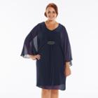 Plus Size Connected Apparel Embellished Chiffon Kimono Dress, Women's, Size: 20 W, Blue (navy)