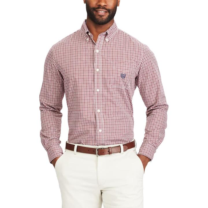 Big & Tall Chaps Regular-fit Plaid Stretch Button-down Shirt, Men's, Size: 4xl Tall, Red