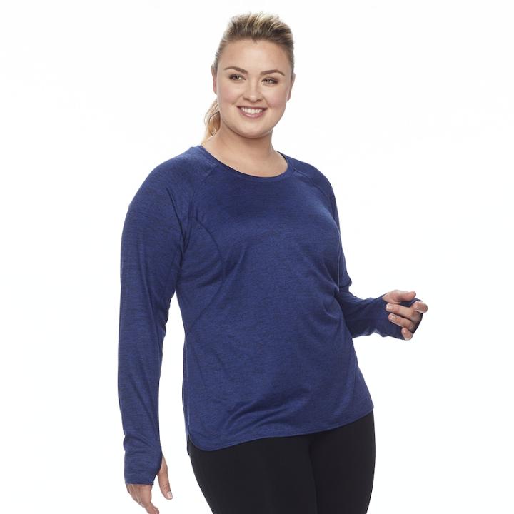 Plus Size Tek Gear&reg; Long Sleeve Performance Tee, Women's, Size: 1xl, Med Blue