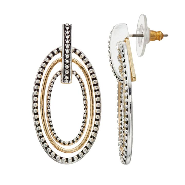 Napier Two Tone Oval Doorknocker Earrings, Women's, Multicolor