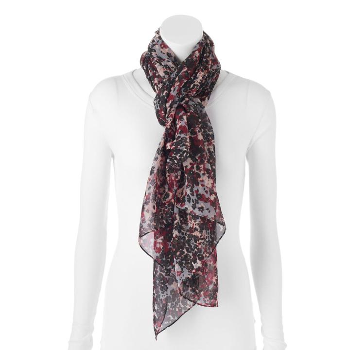 Apt. 9&reg; Marbled Floral Chiffon Oversized Oblong Scarf, Women's, Red