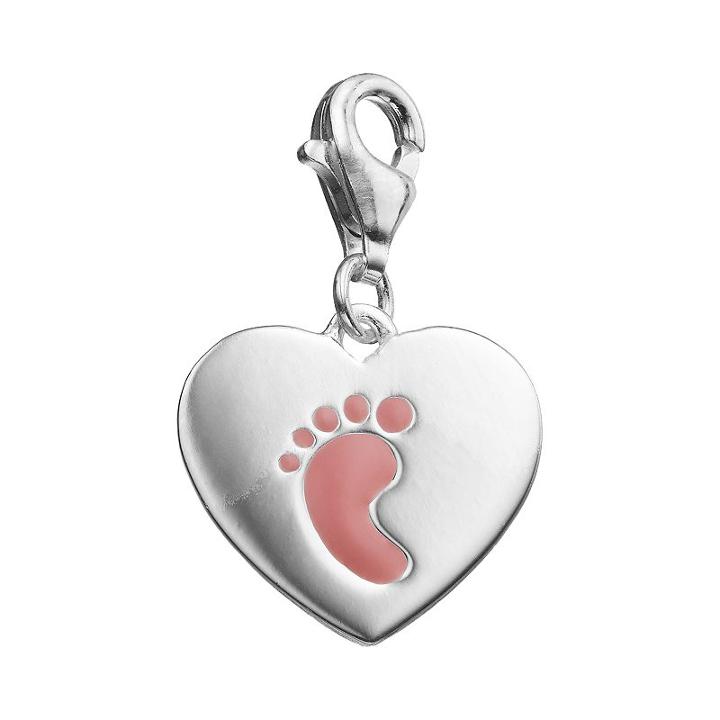 Personal Charm Sterling Silver Pink Footprint Charm, Women's, Dark Pink