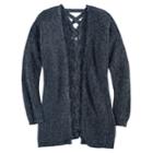 Girls 7-16 & Plus Size Cloud Chaser Lace-up Back Cardigan Sweater, Size: Large, Med Blue