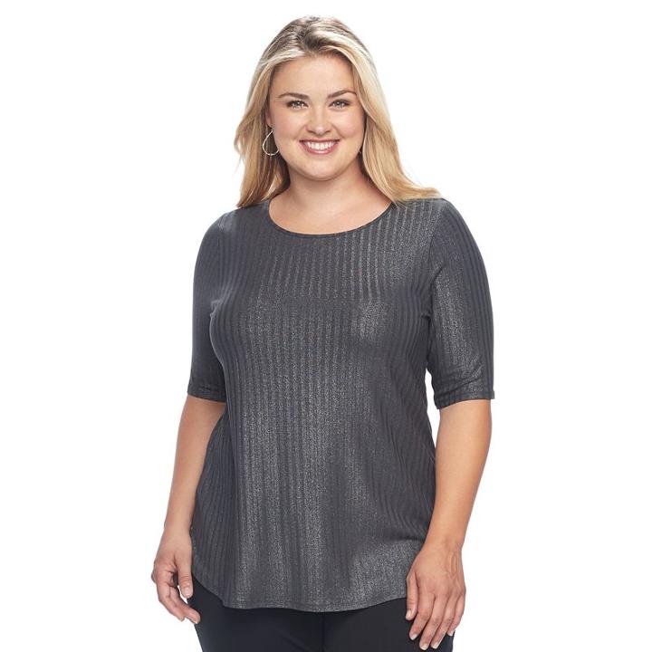 Plus Size Apt. 9&reg; Essential Elbow Sleeve Tee, Women's, Size: 1xl, Grey