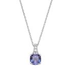 Sterling Silver Lab-created Alexandrite & White Sapphire Pendant, Women's, Size: 18, Blue