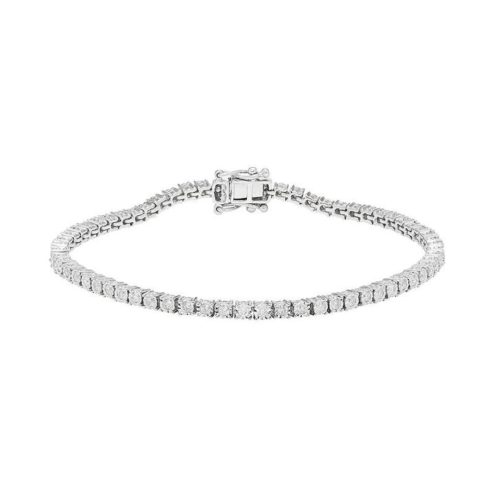 10k White Gold 1 Carat T.w. Diamond Tennis Bracelet, Women's, Size: 7