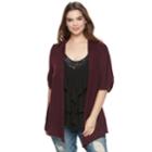 Juniors' Plus Size Heartsoul Ruched Mock-layer Cardigan, Teens, Size: 2xl, Dark Red