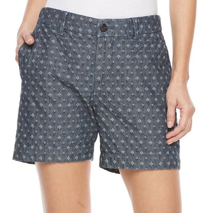 Women's Croft & Barrow&reg; Jacquard Chambray Shorts, Size: 8, Light Blue