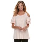 Women's Elle&trade; Cold-shoulder Flounce Tunic, Size: Xl, Light Pink