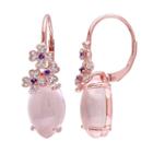 Sterling Silver Rose Quartz Amethyst & White Topaz Flower Drop Earrings, Women's, Pink