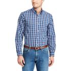 Big & Tall Chaps Regular-fit Plaid Stretch Poplin Button-down Shirt, Men's, Size: 4xl Tall, Blue