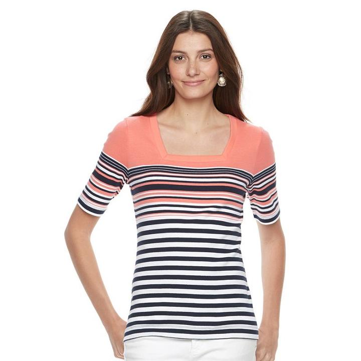 Women's Croft & Barrow&reg; Squareneck Tee, Size: Xl, Lt Orange