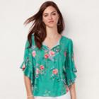 Women's Lc Lauren Conrad Print Flounce Sleeve Top, Size: Small, Multicolor