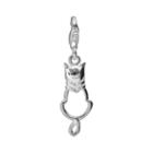 Personal Charm Sterling Silver Openwork Cat Charm, Women's, Grey