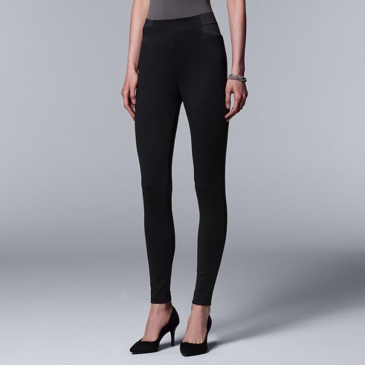 Simply Vera Vera Wang High Waist Double Elastic Ponte Leggings, Women's, Size: Large, Black