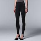 Simply Vera Vera Wang High Waist Double Elastic Ponte Leggings, Women's, Size: Large, Black