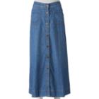 Women's Chaps Button-front Jean Skirt, Size: 14, Blue