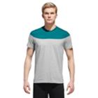 Men's Adidas Shoulder-striped Tee, Size: Medium, Med Grey