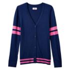 Girls Plus Size So&reg; Perfectly Soft Button-down Varsity Cardigan, Girl's, Size: 12 1/2, Dark Blue