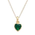 Tiara 14k Gold Over Silver Lab-created Emerald Heart Crown Pendant, Women's, Size: 18, Green