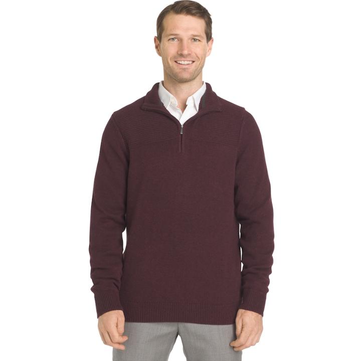 Big & Tall Van Heusen Regular-fit Textured Quarter-zip Pullover Sweater, Men's, Size: L Tall, Red Other