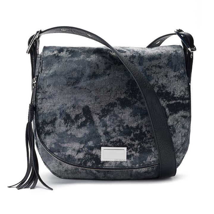 Juicy Couture Rosa Denim Flap Saddle Bag, Women's, Black