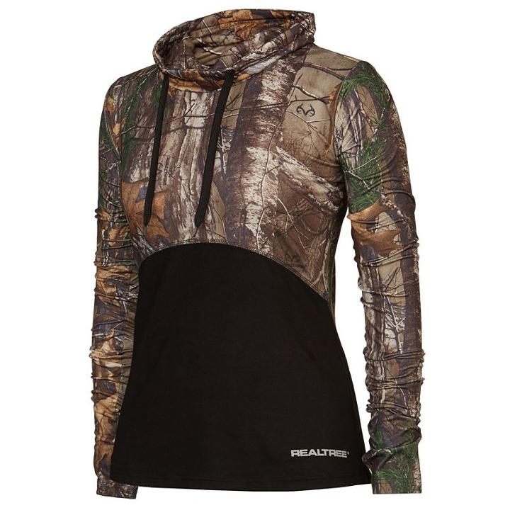 Women's Realtree Canopy Cowl Neck Camo Top, Size: Medium, Black