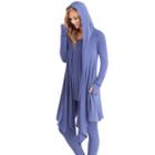 Women's Cuddl Duds Softwear Hooded Wrap Cardigan, Size: Xl, Blue (navy)