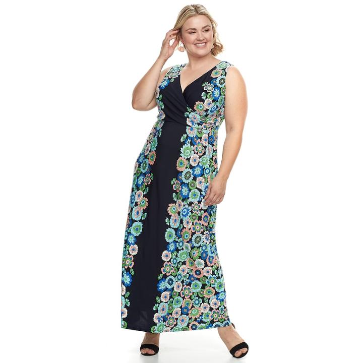Plus Size Suite 7 Floral Maxi, Women's, Size: 1xl, Blue (navy)