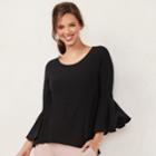 Women's Lc Lauren Conrad Bell Sleeve Split-back Top, Size: Small, Oxford