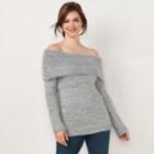 Women's Lc Lauren Conrad Off-the-shoulder Chenille Sweater, Size: Medium, Dark Grey