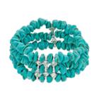 Simulated Turquoise Bead Multi Strand Stretch Bracelet, Women's, Turq/aqua