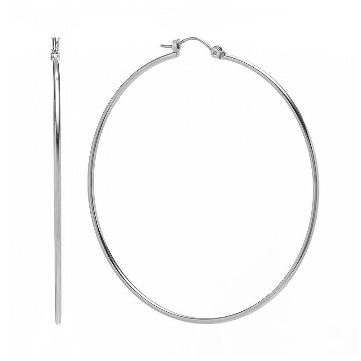 Chaps Hoop Earrings, Women's, Grey