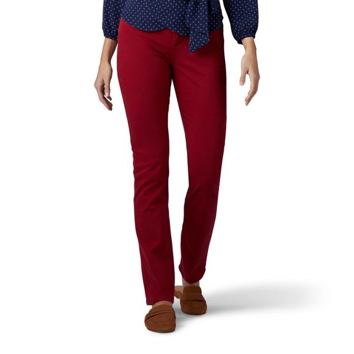 Women's Lee Secretly Shapes Regular Fit Straight-leg Jeans, Size: 16 T/l, Red