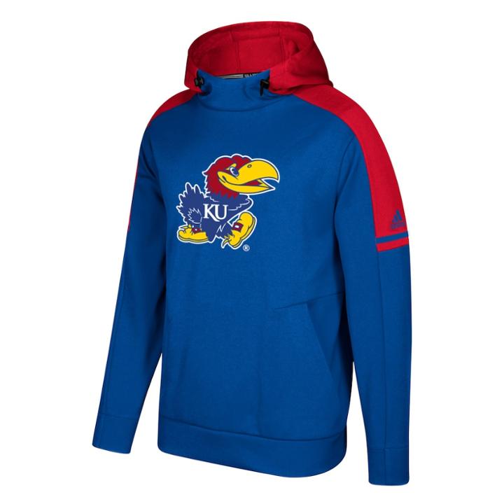 Men's Adidas Kansas Jayhawks Sideline Player Hoodie, Size: Large, Blue