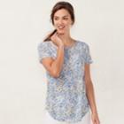 Women's Lc Lauren Conrad Print Tie-back Tee, Size: Xs, Blue